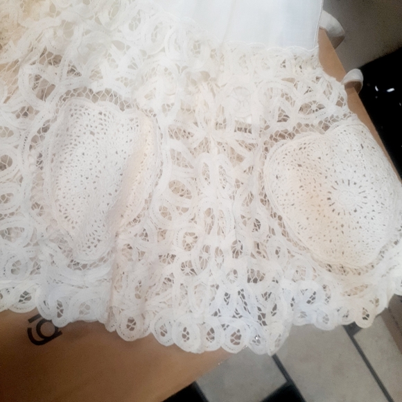 COPY💃BOHO WEDDING NWT Sue Wong White Lace Strappy Dress Crochet HEART Applique - Picture 16 of 17
